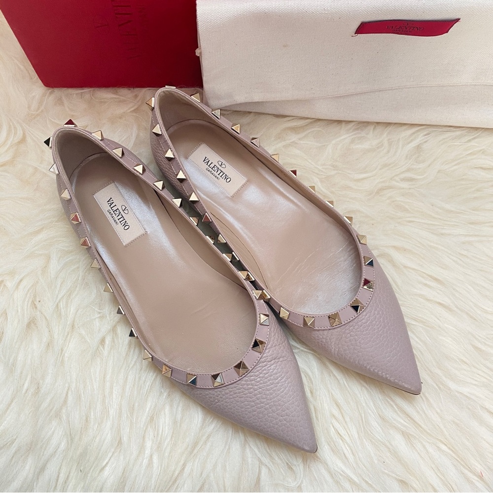 💯% AUTHENTIC Valentino Garavani Rockstud Ballet Leather Flat Shoes